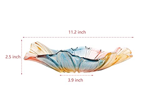 Szhqyg 11Inch Diameter Crystal Glass Colorful Fruit Bowl,Crystal Multi-Color Classic Tray,Tabletop Crystal Glass Fruit Plates Bowlfor Dessert Plate Art Glass Bowl Flower-Shaped Design #TOP1