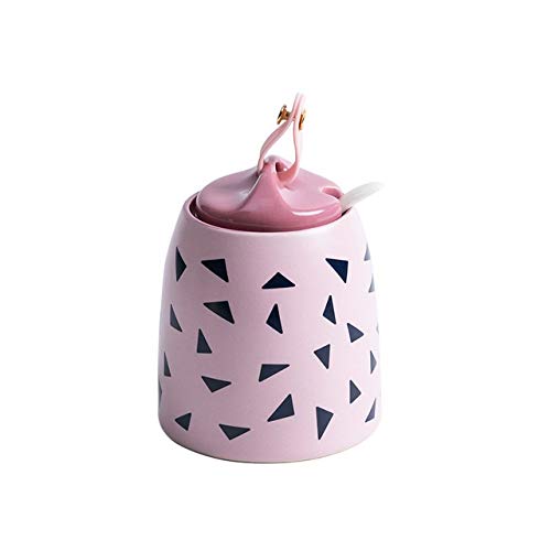 XYNSNDB GaRcan Bottiglia di condimento in Ceramica di Silicone con Cucchiaio Scatola di spezie Organizer per la casa Strumento da Cucina per Sale, Pepe, Zucchero (Rosa)