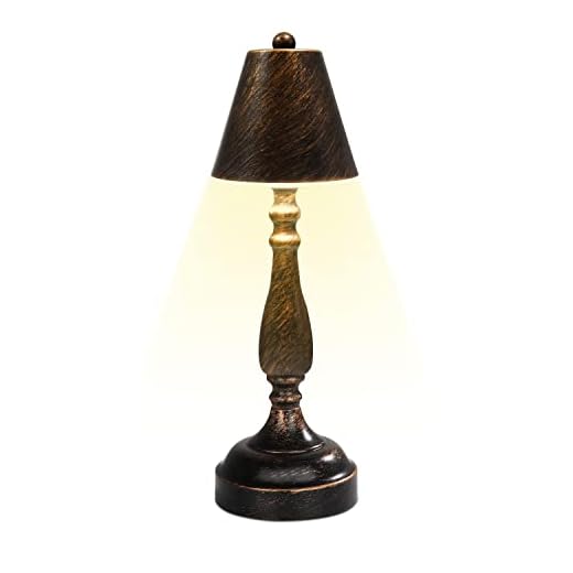 UMEXUS Rechargeable Retro Cordless Table Lamp, Battery Operated Lamp Touch LED 3 Way Dimmable Bedside Nightstand Desk Lamps Metal Portable Small Lamp for Bedroom Bar Restaurant Outdoor Dinner Décor