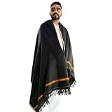 SHOPUKASA Men's Shawl Winter Scarf Shemagh Cashmere Feel Scarves Warm Soft Fashion Scarf for Men Gifts (Black)