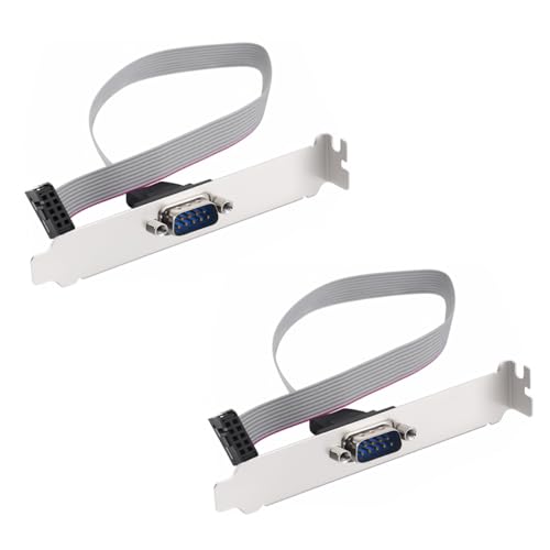 Maxhood DB9 to 10 Pin IDC Serial Cable 2-Pack, RS232 D-Sub 9Pin DB9 Male to 10Pin IDC Serial Cable, Motherboard Flat Ribbon Header Connector Adapter with 12cm Bracket,11inch