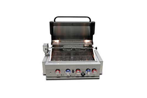 Mont Alpi MABI400 32-Inch 4-Burner 63000 Btu Stainless Steel Built-In Outdoor Kitchen Backyard Patio Barbecue Propane Gas Island Grill W/Infrared Rear Burner + Rotisserie Kit & Weather Cover thumb #2