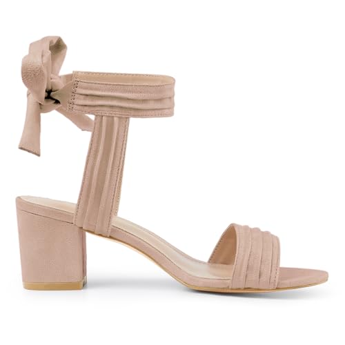 Image of Allegra K Women's Open Toe Ankle Tie Back Block Heels Sandals