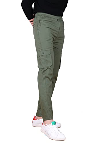 Image of KARTAVYA Cotton Cargo Track Pant for Men, Men's Regular Fit Track Pants Lower with Multi-Pockets & Side Pockets, Regular Fit for Men Track, Pajama for Men