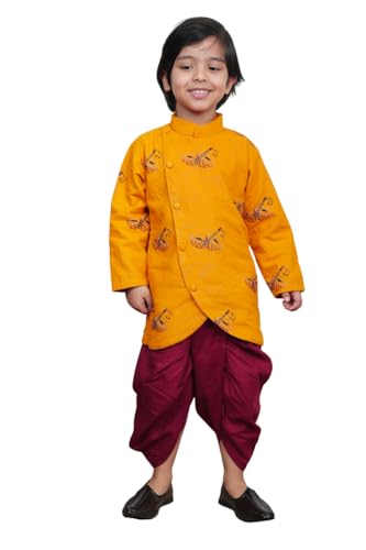 Image of POLKA TOTS Pure Cotton Traditional Dhoti Kurta Set for Baby Boys, Toddlers & Kids | Soft and Breathable Cotton Ethnic Dress for Festivals and Weddings | Traditional Elegant Indian Festive Clothing