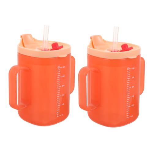 Gogogmee 2pcs Toddlers Straw Cups Boys and Girls Leakproof Water Bottle No Straw Training Cups for Boys and Girls and Elderly Dysphagia and Ergonomic Handle