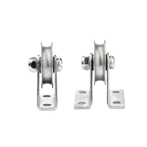 Blok koła pasowego z rowkiem w kształcie litery V, ze stali węglowej, 6 x 33 x 8 mm, do drzwi przesuwnych, gładka prowadnica linowa z uchwytem L, srebrne koło dla niezawodnej wydajności