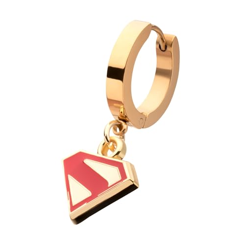 Superman Logo Shield Huggie Earrings – Bold Gold & Red Emblem Jewelry Sold by piece2
