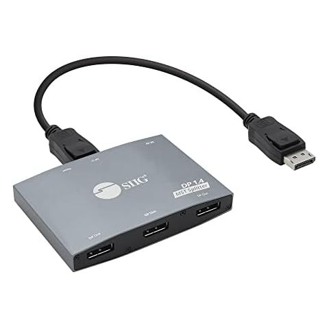 SIIG 3-Port DisplayPort 1.4 Splitter 4K @30Hz- DP 1.4 to 3x DP Multi Monitor Adapter- Dual 4K60Hz or Triple 4K (4K30Hz or 1x 4K60Hz + 2x 4K30Hz),Mac OS supports mirror only,TAA compliant(CE-DP0S11-S1) Cover