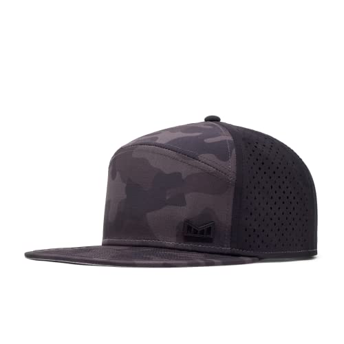 Melin Trenches Icon Hydro, Performance Snapback Hat, Water-Resistant Baseball Cap For Men & Women, Black Camo, Medium-Large #TOP3