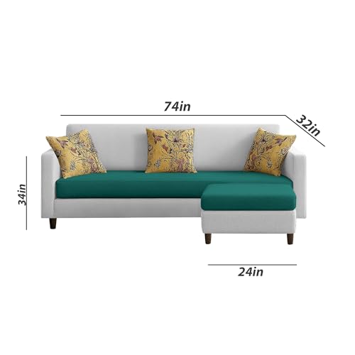 Image of Casaliving Premium Lifestyle Fabric 5 Seater L Shape Sofa Set 4 Seater Modern Sofa Set & Ottoman for Living Room (Pine Grey Color)