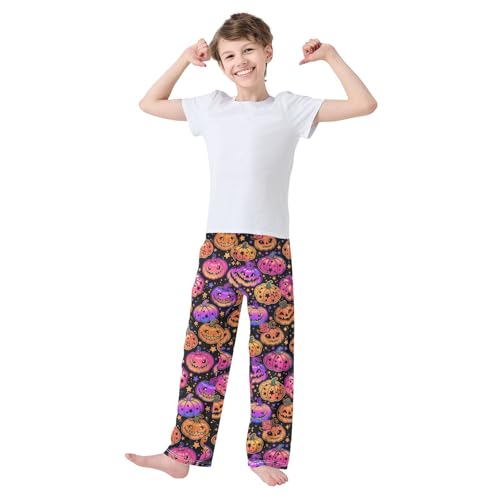 Galaxy Evil Pumpkin Boys Long Pants Soft Trousers Elastic Waist Kids Lounge Bottoms with Pockets S-XL2
