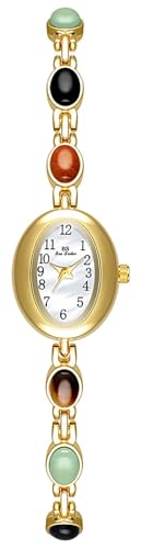 Gosasa Fashion Women's Dress Watch Elegant Pearl Oval dial Ladies Bracelet Waterproof Analog Casual Watch (O Gold Silver)