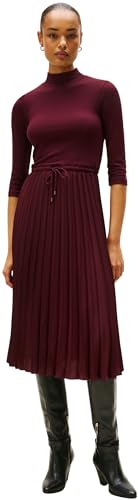 Tommy Hilfiger Damen Kleid Slim Rib Mix Midi-Länge, Rot (Deep Burgundy), M