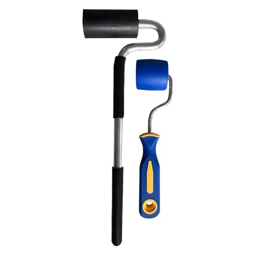 Zimpty ZY364 Long Handle J Roller with Rubber Roller 1-1/2 Inch by 3 Inch for Veneer Laminating and Floor Laminate Tool