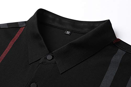 Mens Casual Striped Long Sleeve Collared T Shirt Polo Shirts4