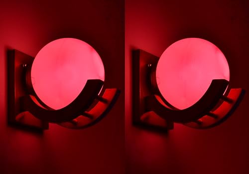 Image of Traditional Indoor Wall Light Wall Lamp Wood Light for Home Decoration,Living Room,Indoor Outdoor (Brown) Globe Shape Wooden 5 to 80 Watts E27 Holder(Bulb not Included) Pack of 2
