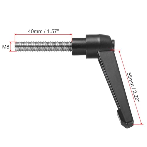 Image of uxcell Adjustable Clamping Lever Handle M8 x 40mm Metric 304 Stainless Steel Male Threaded Stud Hand Knobs Push Button Ratchet Rotating Screw Handles Bolts with Locking Lever Black