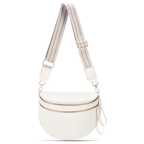 Sac à bandoulière en cuir blanc idéal pour vos sorties urbaines en grand format