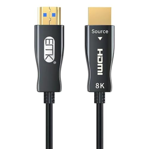 Image of EMK 8K 15 Meter HDMI 2.1 Fiber Optical Cable,10K Ultra High Speed HDMI Gen2 48Gbps 4K,120Hz 8K,120Hz 10K,120Hz,eARC Dolby Vision Atmos HDR10 RTX 3080 /3090 PS5 Xbox Sony LG C9 /B9,