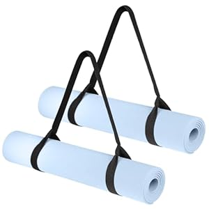 KALIONE 2 Packs Yoga Mat Strap, Multi-purpose Yoga Mat Straps, Adjustable Thick Yoga Mat Holder, Portable Yoga Mat Carrier Sling, Easy-Cinch Yoga Mat Straps for Carrying, Black