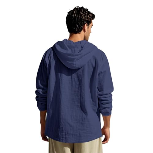 Cotton Linen Hoodies Shirt for Men Summer Casual Athletic Hooded Lightweight Long Sleeve Sweatshirt Daily Outfits4