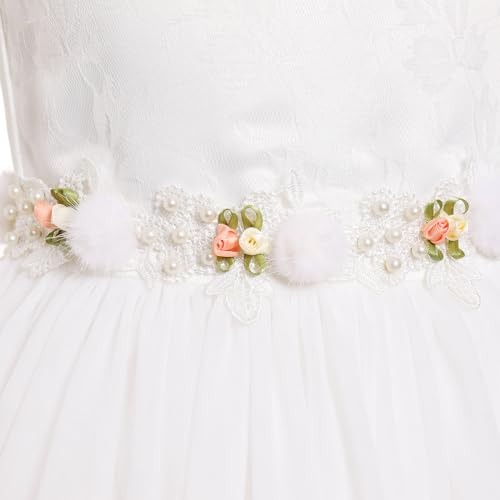 IBTOM CASTLE Toddler Girl First Birthday Dress Lace Floral Ruffle Tulle Tutu Flower Girl Dress Cake Smash Wedding4