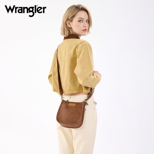 Image of Wrangler Small Crossbody Bag for Women, Mini Shoulder Purse with Adjustable Strap, Vegan Leather Phone Purse
