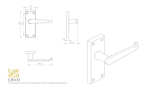 Carlisle Brass Victorian Flat Lever on Face-Fix Backplate - Latch in Polished Chrome - Image 2