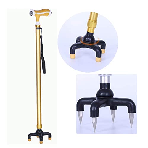Andadores para Personas Mayores Bastones Ajustables de Cuatro Patas, con luz LED Bastón de Cuatro Esquinas Discapacitados y Ancianos Bastones Ligeros Antideslizantes Senderismo Resistente al Desgaste