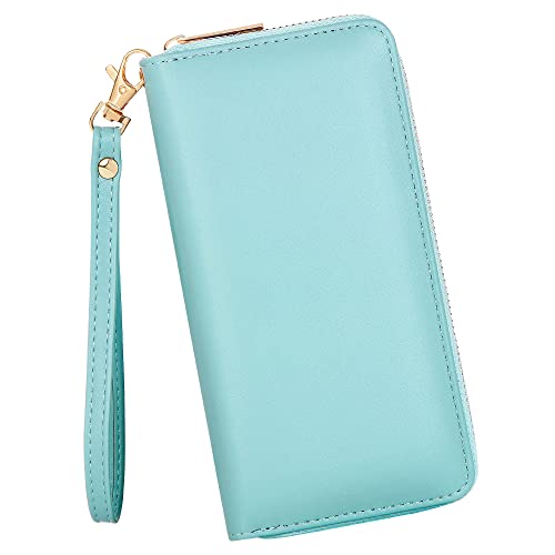 KUKOO Portefeuille zip femme téléphone pochette porte-cartes