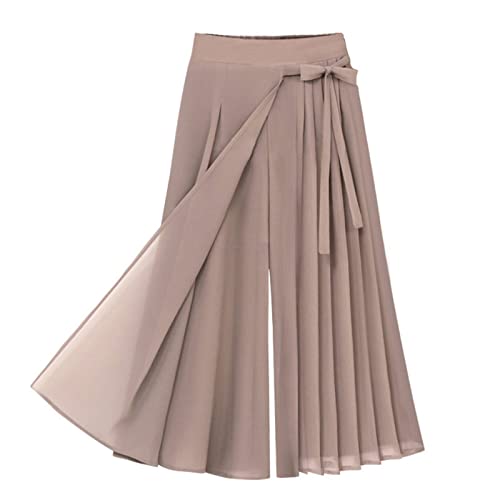 MKIUHNJ Jupe-culotte pour femme en mousseline plissée grande taille taille élastique pantalon décontracté pantalon jupe pantalon court femme élégant,...