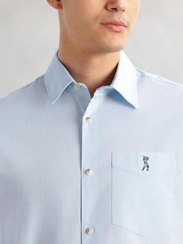 Image of Thomas Scott Mens Cricket Club Collection Slim Fit Casual Shirt | 100% Cotton Ripstop Fabric | Long Sleeves | Spread Collar | Solid Design