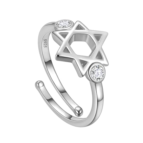 Jewmon-Adjustable-Jewish-Star-of-David-Ring-for-Women-925-Sterling-Silver-Magen-David-Star-Ring-Wiccan-Amulet-Hexagram-Rings-Jewish-Jewelry-Gifts-for-Christmas-Day-Birthday-Gifts-for-Her