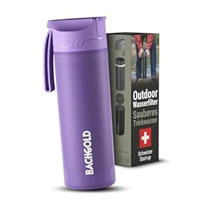 Bachgold® Professionele outdoor waterfilterfles met 1500 liter filtercapaciteit, verwijdert 99,99% van alle bacteriën en filtert virussen, deeltjes en zware metalen