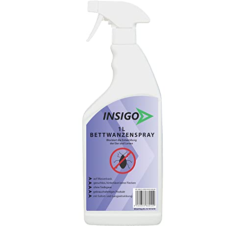Insigo Bettwanzen-Spray 1x1 Liter gegen Bettwanzen, Insekten, Wanzen, Larven & Eier, auf Wasserbasis Cover