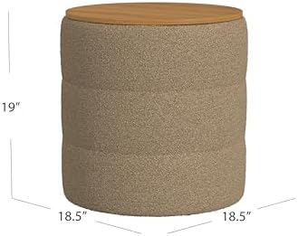 HomePop Channel Storage Ottoman with Wood Top - Brown Boucle