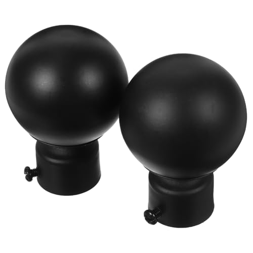 Happyyami 2 Pcs Black Drape Rod Unique Design Curtain Rod End Caps for Home Office Construction