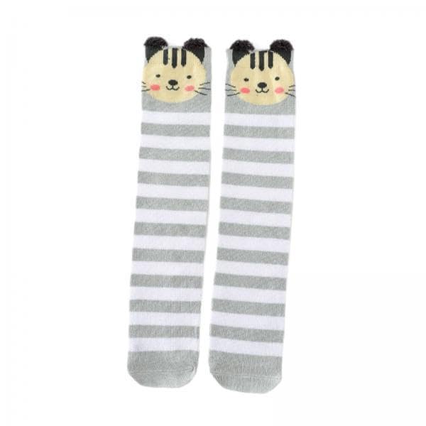 2X Kids Girls Knee High Socks Lightweight Cute Casual Fun Trendy Tall Socks Cat