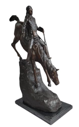 Remington - Estatua de bronce con diseño de caballo indio americano