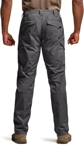 Image of CQR Men's Flex Ripstop Tactical Pants, Water Resistant Stretch Cargo Pants, Lightweight EDC Hiking Work Pants