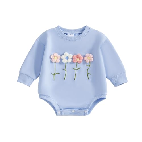 Image of YINGISFITM Newborn Baby Girl Clothes Love Heart Long Sleeve Bubble Romper Sweatshirt Onesie Infant Valentines Spring Outfits