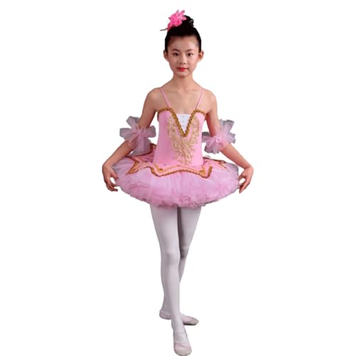 Robe de ballet justeaucorps FGRID rose 110cm anti-irritation pour entraînement intensif de danse