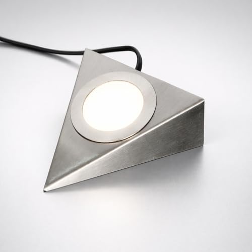 LEDBRITE Triangle LED Under Cabinet Light, Satin Chrome, 3 CCT 3000K - 6500K, 2W 200lm, 240V Mains, Driverless Kitchen Cabinet Light (1)