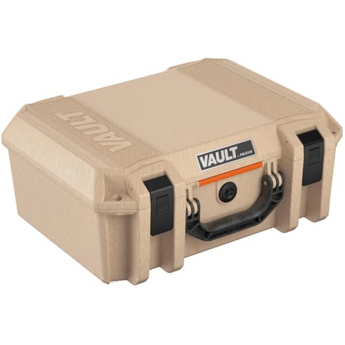 Pelican V300 Vault Large Firearm Case with Foam for Two Handguns, Tan