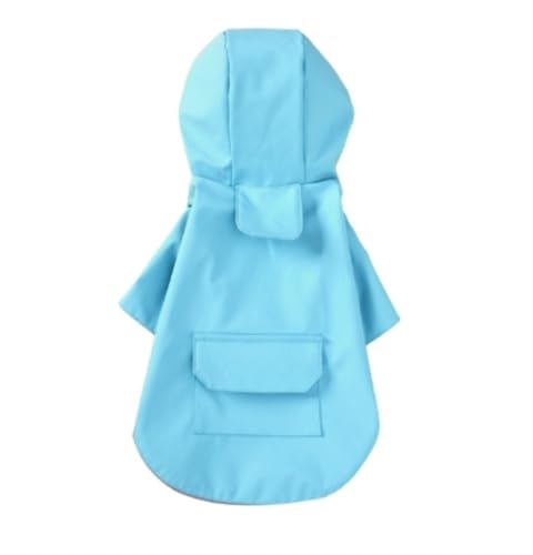 Tuyiutm 犬用レインコート フード付き四つ足雨具 防水服 防風 防雨 防雪 軽量 着脱簡単 着用しやすい おしゃれ 通気性 散歩 雨の日でも楽しい (ブルー,L)