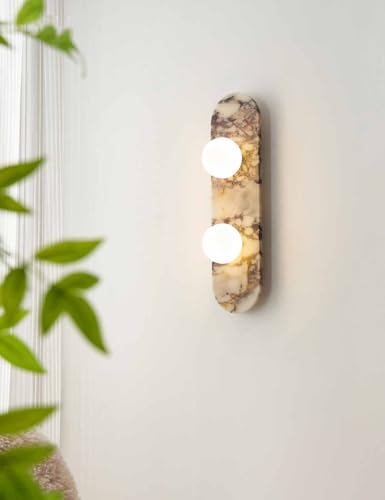 Aplique de pared de dos luces en alabastro y cristal con soporte ovalado 5