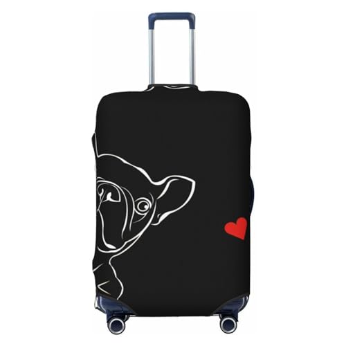 Gaxfjru Copertura per bagagli da viaggio con stampa di bulldog francese, copertura protettiva per valigia, lavabile, antigraffio, Nero , S
