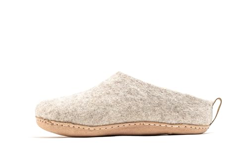Woolly's Indoor Open Heel Slippers With Leather Sole (Light Brown) - 37 | Premium New Zeland Wool | Handcrafted with Italian Design | Soft, Breathable & Ordor Free3