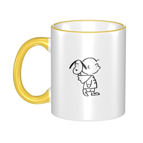 スヌーピー マグカップ 保温・保冷 電子レンジ対応 コーヒーカップ 陶器 セラミック 耐高温 軽量 個性人気 誕生日プレゼント大容量 Yellow